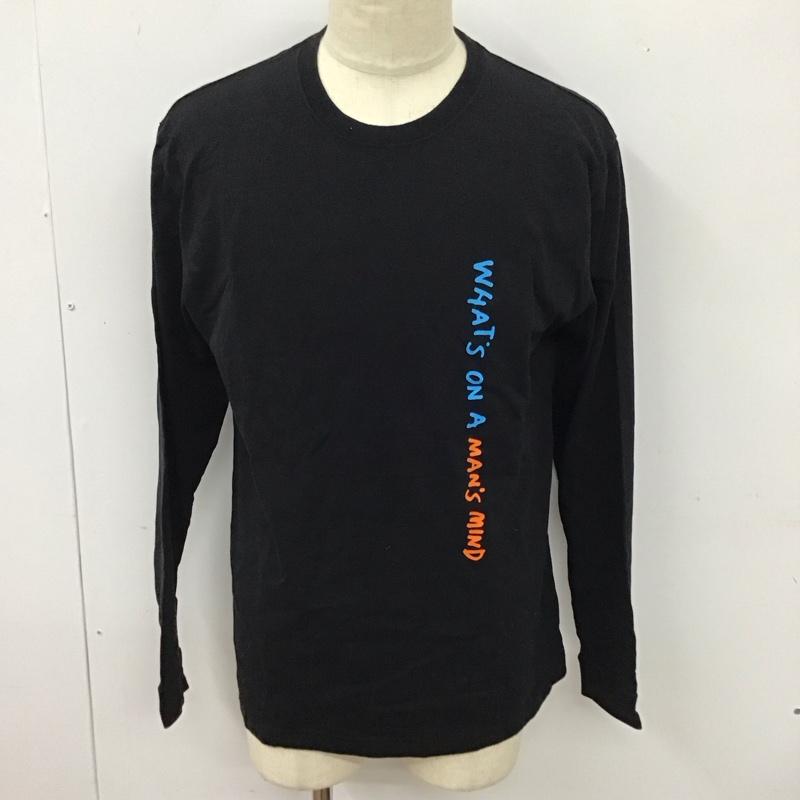ラフアンドビー LAUGH&BE カットソー 長袖 長袖カットソー クルーネックカットソー ロングスリーブカットソー プリントTシャツ L プリント 黒 / ブラック /  メンズ USED 古着 中古 10114689