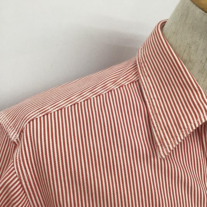 リーバイス Levi s シャツ、ブラウス 長袖 ワークシャツ M ストライプ 白 / ホワイト / X 赤 / レッド /  メンズ USED 古着 中古 10111085