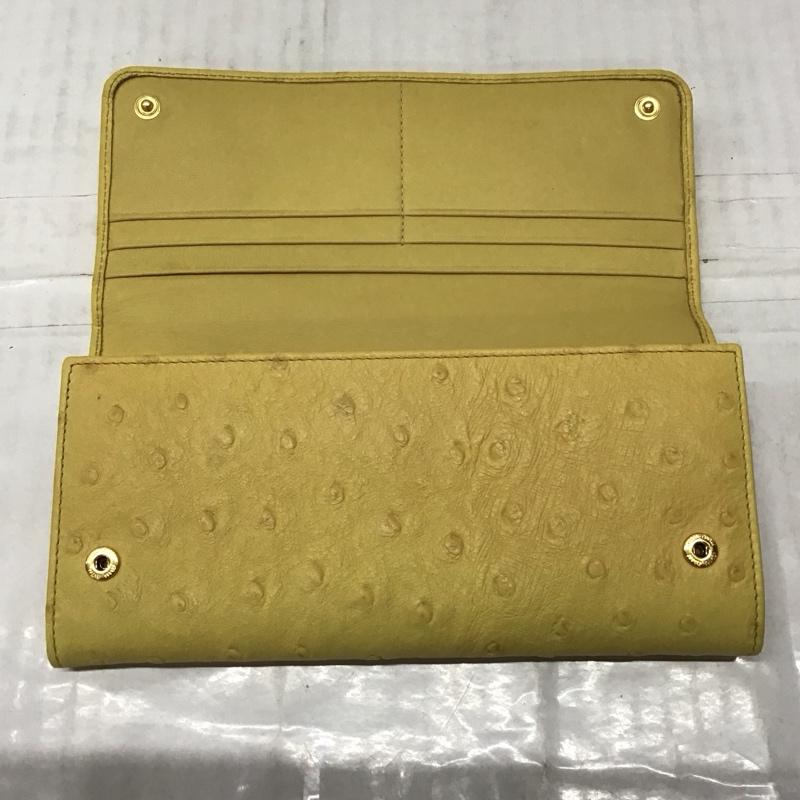 ミュウミュウ miu miu 財布 長財布 5M1109 オーストリッチ型押し 箱有 ロゴ、文字 黄 / イエロー /  レディース USED 古着 中古 10114301