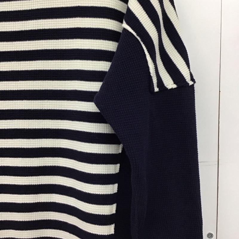 ラコステ LACOSTE ワンピース ロングスカート 長袖ロングワンピース ボーダーニットワンピース 40 ボーダー柄 白 / ホワイト / X 紺 / ネイビー /  レディース USED 古着 中古 10145118