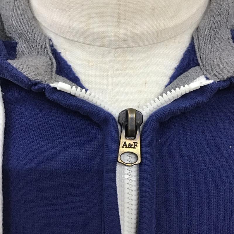 アバクロンビーアンドフィッチ ABERCROMBIE&FITCH パーカー 長袖 長袖パーカー フード付きパーカー プリントスウェット ジップアップパーカー M ロゴ、文字 青 / ブルー /  メンズ USED 古着 中古 10113768