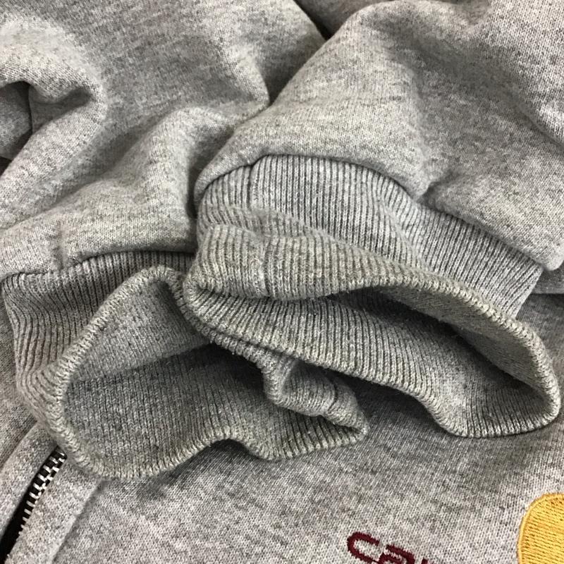 カーハート Carhartt パーカー 長袖 ジップアップパーカー 長袖パーカー フード付きパーカー ロゴ、文字 灰 / グレー /  メンズ USED 古着 中古 10115614
