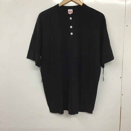 ヘルスニット Healthknit カットソー 半袖 半袖カットソー 無地Tシャツ ヘンリーネックカットソー M 無地 黒 / ブラック /  メンズ USED 古着 中古 10138111