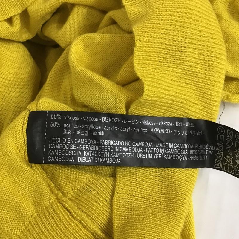 ザラニット ZARA KNIT カットソー 半袖 半袖ニットカットソー クルーネックカットソー 半袖セーター M 無地 黄 / イエロー /  レディース USED 古着 中古 10105850