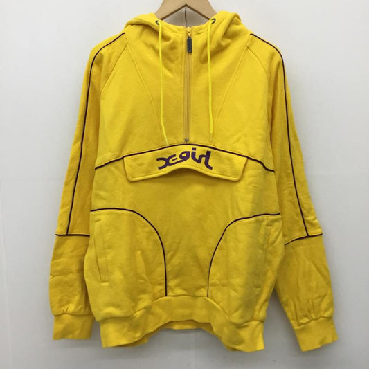 エックスガール X-girl パーカー 長袖 2 ロゴ、文字 黄 / イエロー /  レディース USED 古着 中古 10139802