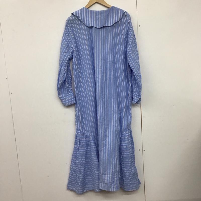 ケービーエフ KBF ワンピース ロングスカート 長袖シャツワンピース ロングワンピース フレアスカート ONE SIZE ストライプ 水色 / ライトブルー /  レディース USED 古着 中古 10141321