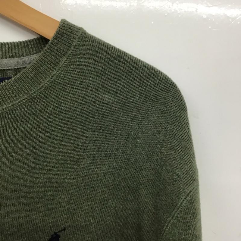ポロラルフローレン POLO RALPH LAUREN ニット、セーター 長袖 長袖ニットカットソー クルーネック セーター M ロゴ、文字 カーキ / カーキ /  メンズ USED 古着 中古 10146811