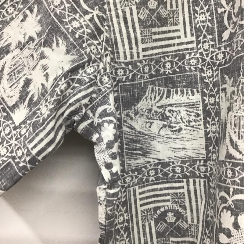 レインスプーナー reyn spooner シャツ、ブラウス 半袖 半袖シャツ プリントシャツ ポケットシャツ M プリント 白 / ホワイト / X 灰 / グレー /  メンズ USED 古着 中古 10136711