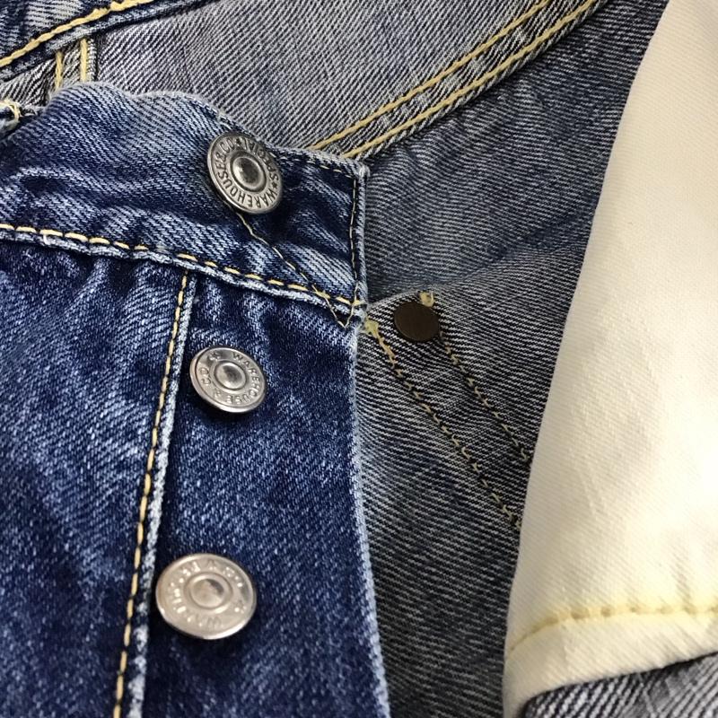 ウエアハウス WAREHOUSE パンツ デニム、ジーンズ デニムパンツ ストレートパンツ ワイドパンツ ダメージ加工 30インチ 無地 インディゴ / インディゴ /  メンズ USED 古着 中古 10109943