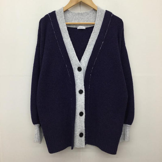 ローリーズファーム LOWRYS FARM カーディガン 長袖 LF624007CH FREE 無地 灰 / グレー / X 紺 / ネイビー /  レディース USED 古着 中古 10142527