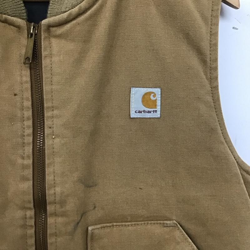 カーハート Carhartt ベスト ベスト ジップアップベスト ノースリーブカットソー アウター 80s 90s M ロゴ、文字 ベージュ / ベージュ /  メンズ USED 古着 中古 10138727