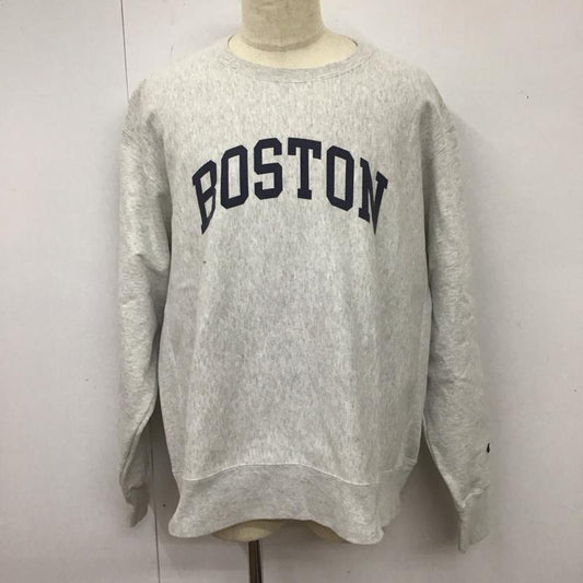 チャンピオン Champion トレーナー 長袖 長袖トレーナー スウェット 長袖カットソー クルーネックカットソー ロゴ、文字 灰 / グレー /  メンズ USED 古着 中古 10112101