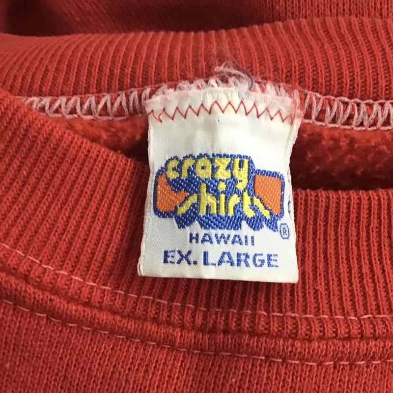クレイジーシャツ crazy shirts トレーナー 長袖 長袖トレーナー スウェット クルーネック プルオーバー XL プリント 赤 / レッド /  メンズ USED 古着 中古 10142367