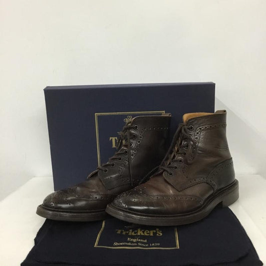 トリッカーズ Tricker s ブーツ ショートブーツ M2508 MALTON ウィングチップブーツ カントリーブーツ UK8 箱有  ダークブラウン / ダークブラウン /  レディース USED 古着 中古 10133910