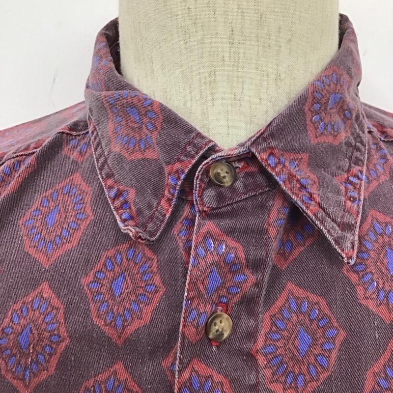 古着 USED シャツ、ブラウス 長袖 BLITZZ sports wear コットン 胸ポケット L 総柄 紫 / パープル /  メンズ USED 古着 中古 10107658