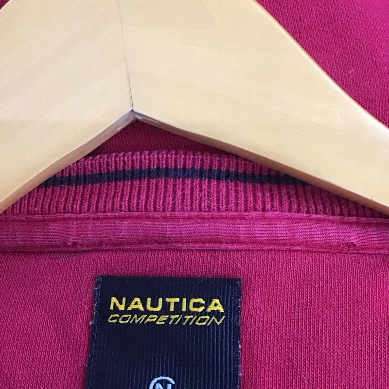 ノーティカ NAUTICA トレーナー 長袖 長袖スウェット カットソー クルーネック XL ロゴ、文字 赤 / レッド /  メンズ USED 古着 中古 10132269