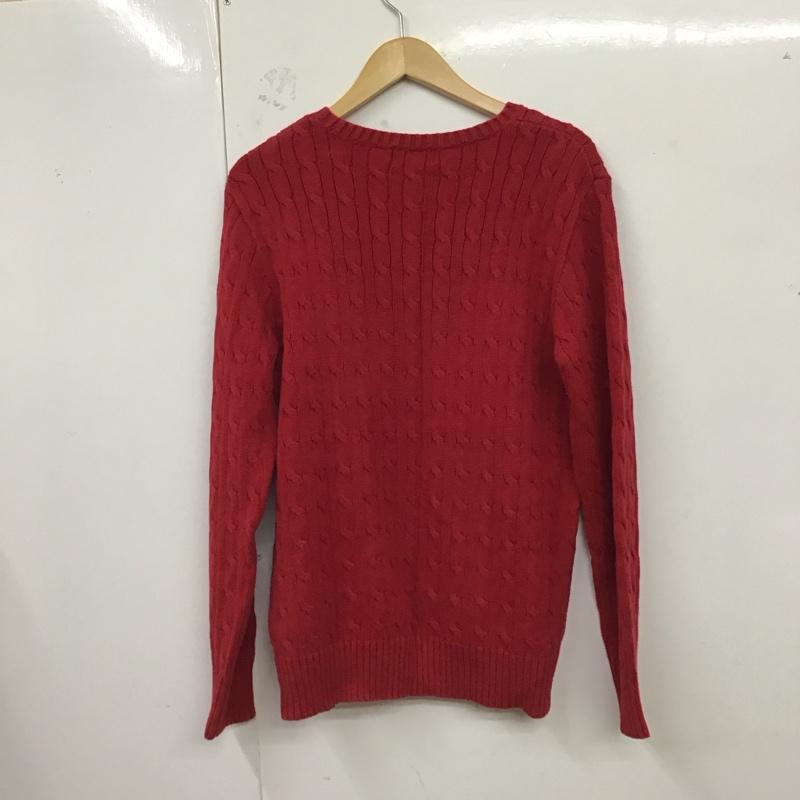 ポロラルフローレン POLO RALPH LAUREN ニット、セーター 長袖 長袖ニットカットソー ニット セーター クルーネックニット XL ロゴ、文字 赤 / レッド /  メンズ USED 古着 中古 10122418