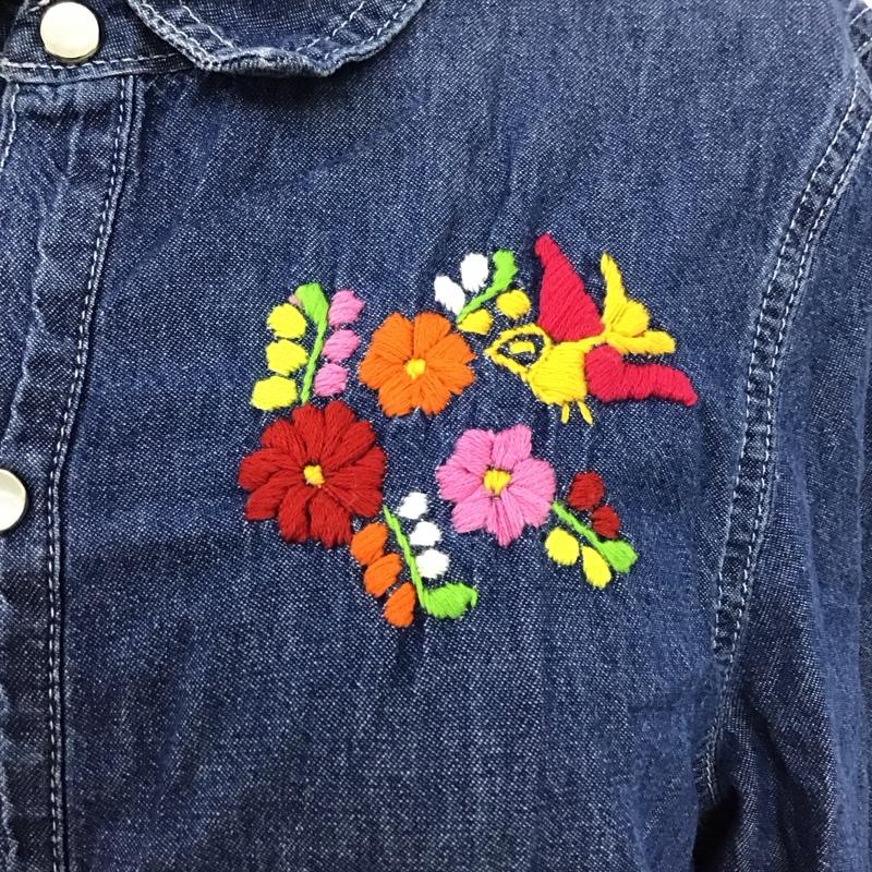 チチカカ TITICACA ワンピース ミニスカート デニムシャツワンピース 七分袖 M 刺繍 インディゴ / インディゴ /  レディース USED 古着 中古 10114910