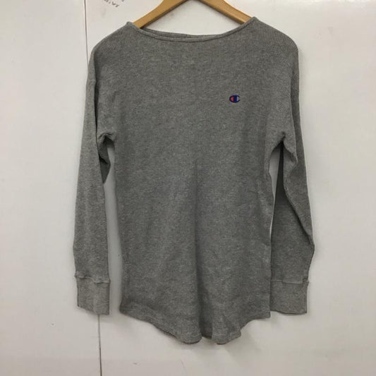 チャンピオン Champion カットソー 長袖 cw-s414 レディース長袖Tシャツ サーマル 長袖カットソー M ロゴ、文字 灰 / グレー /  レディース USED 古着 中古 10128750