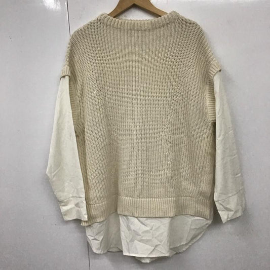 ダブルクローゼット w closet ニット、セーター 長袖 327430 ドッキング レイヤード風 FREE 無地 白 / ホワイト / X アイボリー / アイボリー /  レディース USED 古着 中古 10119581