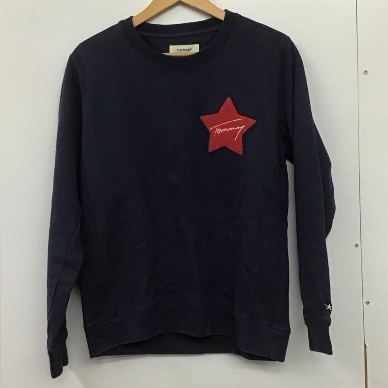 トミー TOMMY トレーナー 長袖 0913805 スウェット裏起毛 星 ワッペン M ロゴ、文字 紺 / ネイビー /  メンズ USED 古着 中古 10140256
