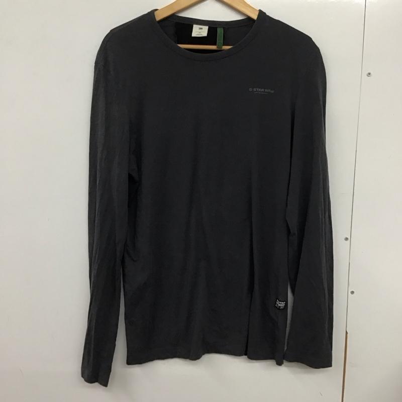 ジースターロゥ G-STAR RAW カットソー 長袖 長袖カットソー プリントカットソー クルーネック M ロゴ、文字 灰 / グレー /  メンズ USED 古着 中古 10132692