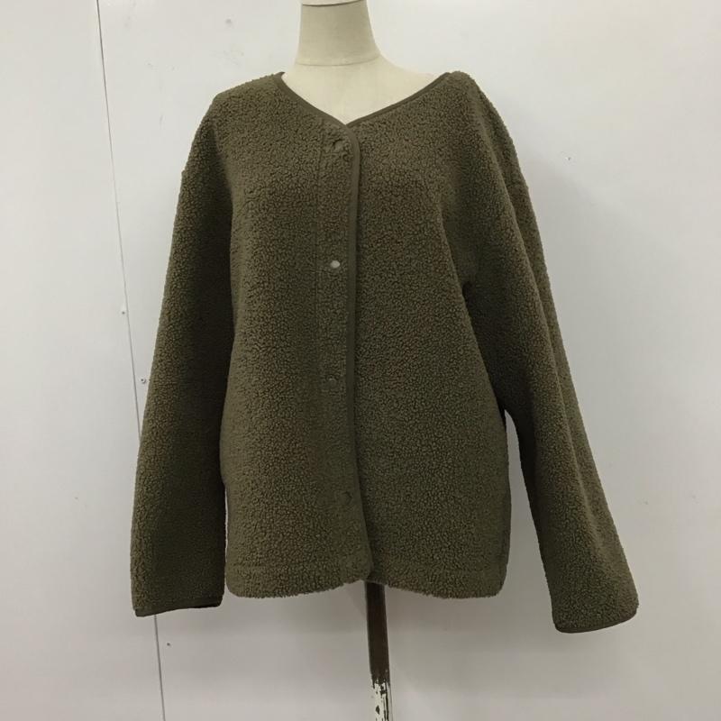 ユニクロ UNIQLO ジャケット、上着 ジャケット、ブレザー 241-429667 ボアフリースクルーネックカーディガン XL 無地 カーキ / カーキ /  レディース USED 古着 中古 10111455