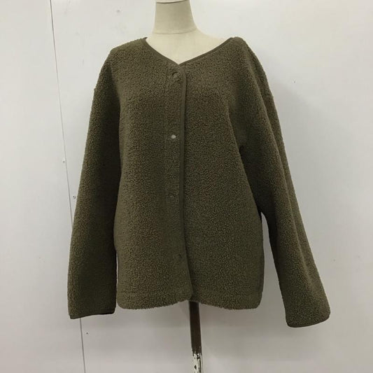 ユニクロ UNIQLO ジャケット、上着 ジャケット、ブレザー 241-429667 ボアフリースクルーネックカーディガン XL 無地 カーキ / カーキ /  レディース USED 古着 中古 10111455