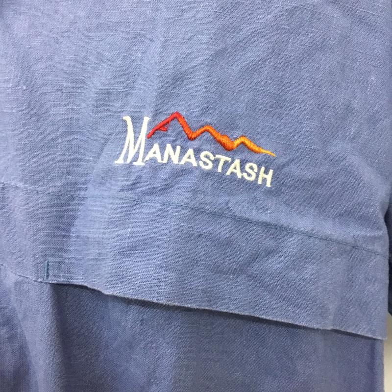 マナスタッシュ MANASTASH シャツ、ブラウス 半袖 7115012 RIVERSHIRT 半袖シャツ ショートスリーブシャツ L ロゴ、文字 青 / ブルー /  メンズ USED 古着 中古 10109987