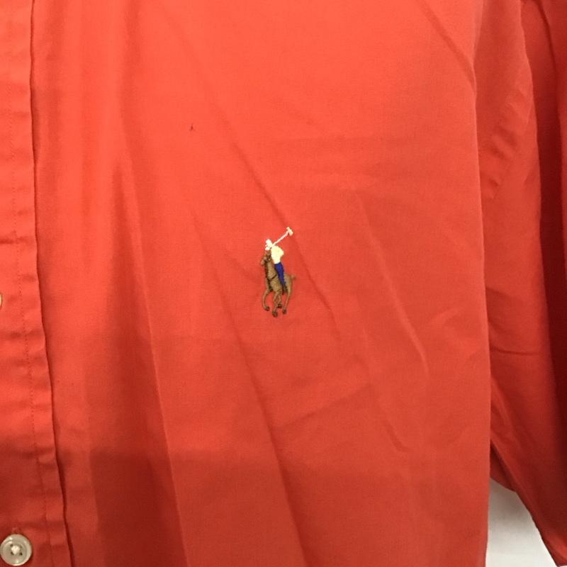 ラルフローレン RALPHLAUREN シャツ、ブラウス 半袖 半袖シャツ カラーシャツ 半袖カットソー 無地シャツ M ロゴ、文字 赤 / レッド /  メンズ USED 古着 中古 10109567