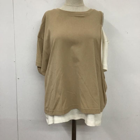 ジーナシス JEANASIS カットソー 半袖 JS063219SB レイヤード風 FREE 無地 白 / ホワイト / X ベージュ / ベージュ /  レディース USED 古着 中古 10119382