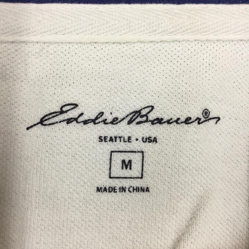 エディーバウアー Eddie Bauer カットソー 半袖 ハーフジップ M ロゴ、文字 白 / ホワイト / X 紺 / ネイビー /  メンズ USED 古着 中古 10117803