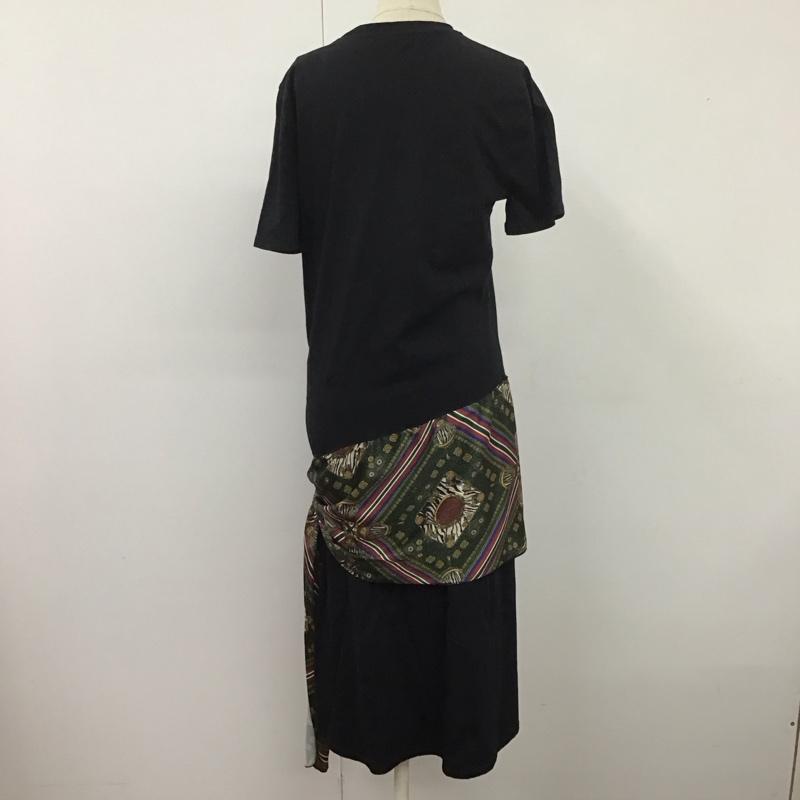 ザラ ZARA ワンピース ロングスカート M 無地 X バンダナ柄 黒 / ブラック /  レディース USED 古着 中古 10114144
