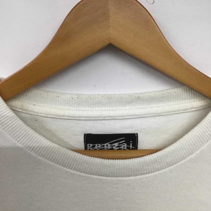 ゲンザイ genzai Tシャツ 半袖 半袖カットソー プリントTシャツ クルーネックカットソー L ロゴ、文字 白 / ホワイト /  メンズ USED 古着 中古 10146211