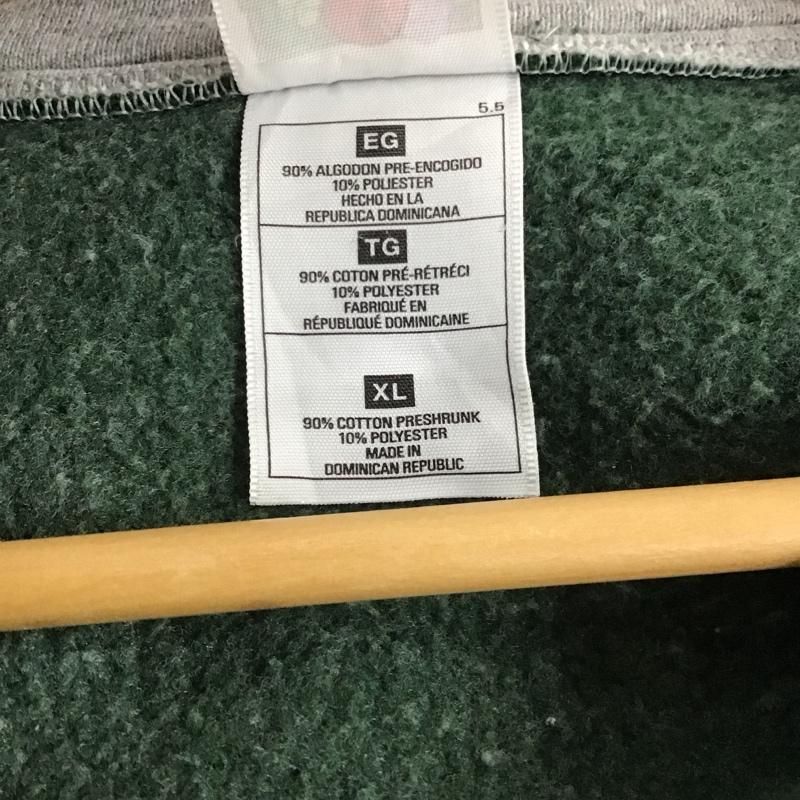 フルーツオブザルーム FRUIT OF THE LOOM トレーナー 長袖 長袖トレーナー スウェット スタンドネック プルオーバー XL ロゴ、文字 緑 / グリーン /  メンズ USED 古着 中古 10137259