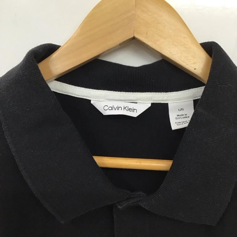 カルバン・クライン Calvin Klein ポロシャツ 半袖 半袖ポロシャツ 半袖カットソー カラーシャツ L ロゴ、文字 黒 / ブラック /  メンズ USED 古着 中古 10131144