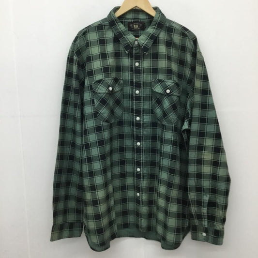 ダブルアールエル ラルフローレン RRL RALPH LAUREN シャツ、ブラウス 長袖 MNRRWOV16820271  PRESTON WS LONG SLEEVE SPORT SHIRT COTTON CHAMOIS - GREEN_BLACK XXL チェック 緑 / グリーン / X 黒 / ブラック /  メンズ USED 古着 中古 10130858