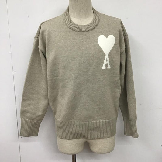 アミ ami ニット、セーター 長袖 長袖ニットカットソー ニット セーター クルーネックニット プリント ベージュ / ベージュ /  メンズ USED 古着 中古 10108033