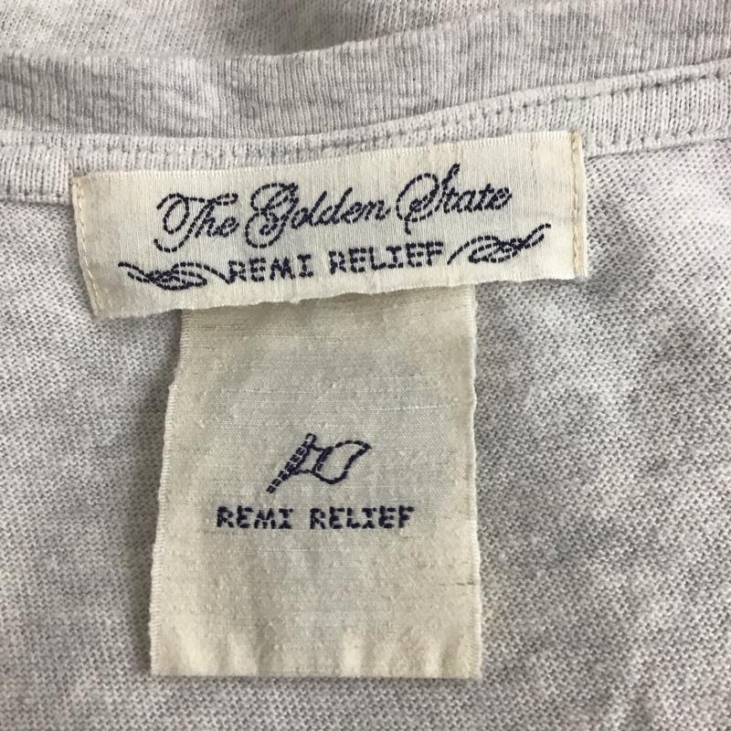 レミ レリーフ REMI RELIEF Tシャツ 七分袖 スウェット S ロゴ、文字 灰 / グレー /  メンズ USED 古着 中古 10107532