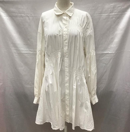 スライ SLY ワンピース ひざ丈スカート 030EAP33-3150 SHIRRING VOLUME SH OP ギャザースリーブ 1 無地 アイボリー / アイボリー /  レディース USED 古着 中古 10116770