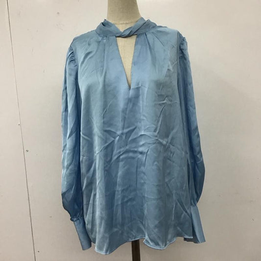 ザラ ZARA シャツ、ブラウス 長袖 2492 056 406 タグ付き ボウタイ付き プルオーバー M 無地 水色 / ライトブルー /  レディース USED 古着 中古 10112650