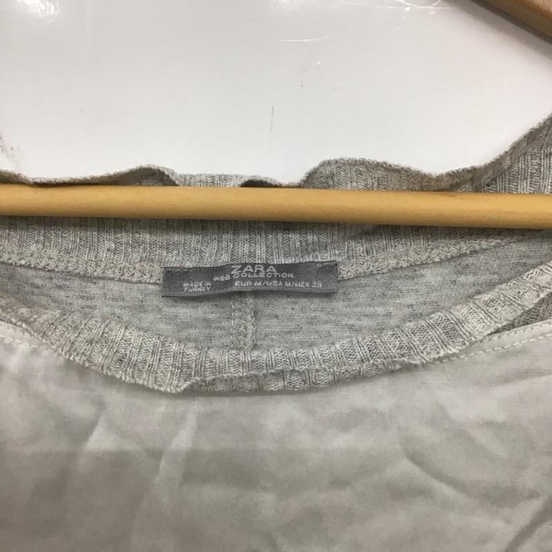 ザラ ZARA カットソー 半袖 5584 027 827 前後切替プルオーバー M 無地 灰 / グレー / X 白 / ホワイト /  レディース USED 古着 中古 10133705