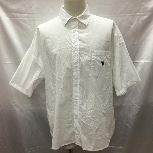ユーエスポロアッスン U.S.POLO ASSN. シャツ、ブラウス 半袖 半袖シャツ カラーシャツ 半袖カットソー 無地シャツ M ロゴ、文字 白 / ホワイト /  メンズ USED 古着 中古 10113286