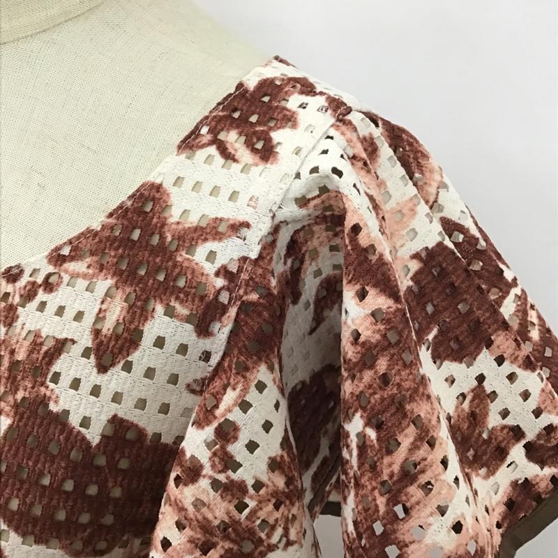 ジルスチュアート JILLSTUART ワンピース ミニスカート 092-8140028 エルザリーフ柄ワンピース ノースリーブワンピース フレアスカート 0 総柄 白 / ホワイト / X えんじ / ワインレッド /  レディース USED 古着 中古 10105947