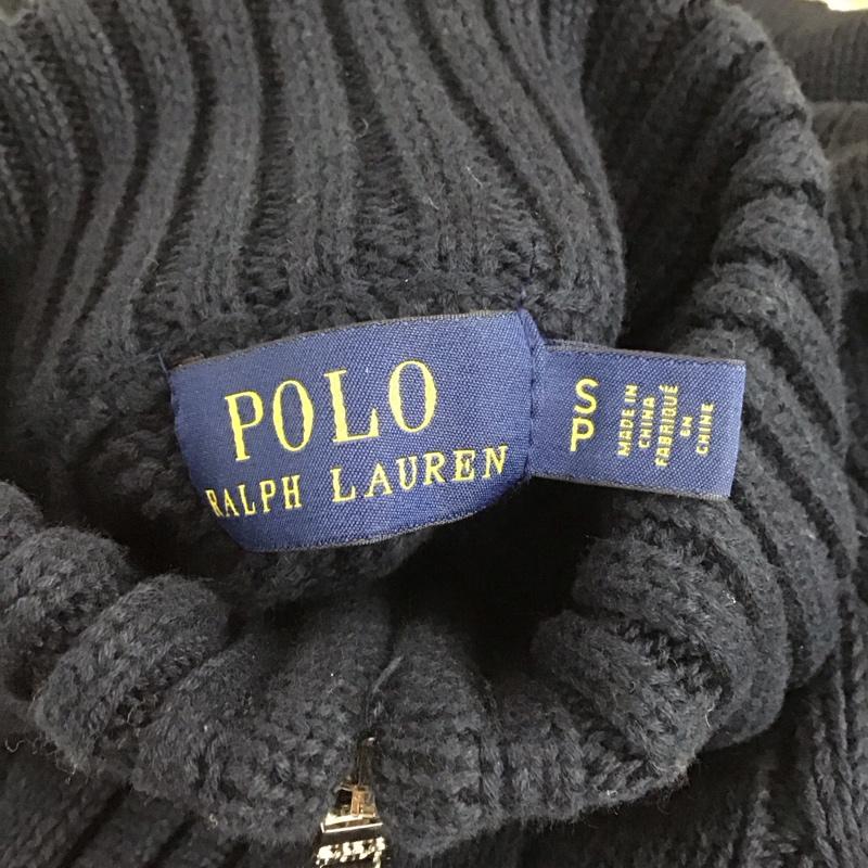 ポロラルフローレン POLO RALPH LAUREN カーディガン 長袖 フルジップ ジップアップ ケーブル編み S ワンポイント 紺 / ネイビー /  レディース USED 古着 中古 10120833