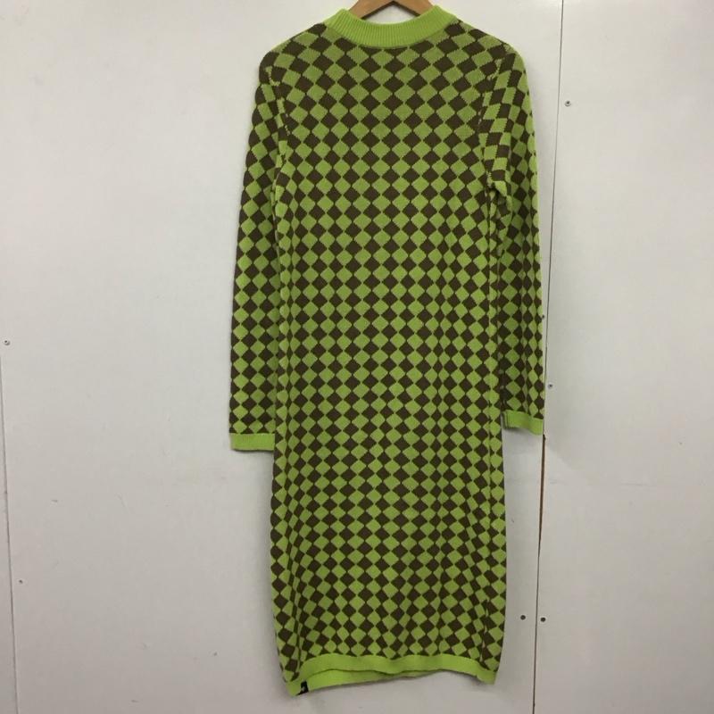ステューシー STUSSY ワンピース ロングスカート 長袖ニットワンピース ロングスカート クルーネック M 総柄 緑 / グリーン /  レディース USED 古着 中古 10143710