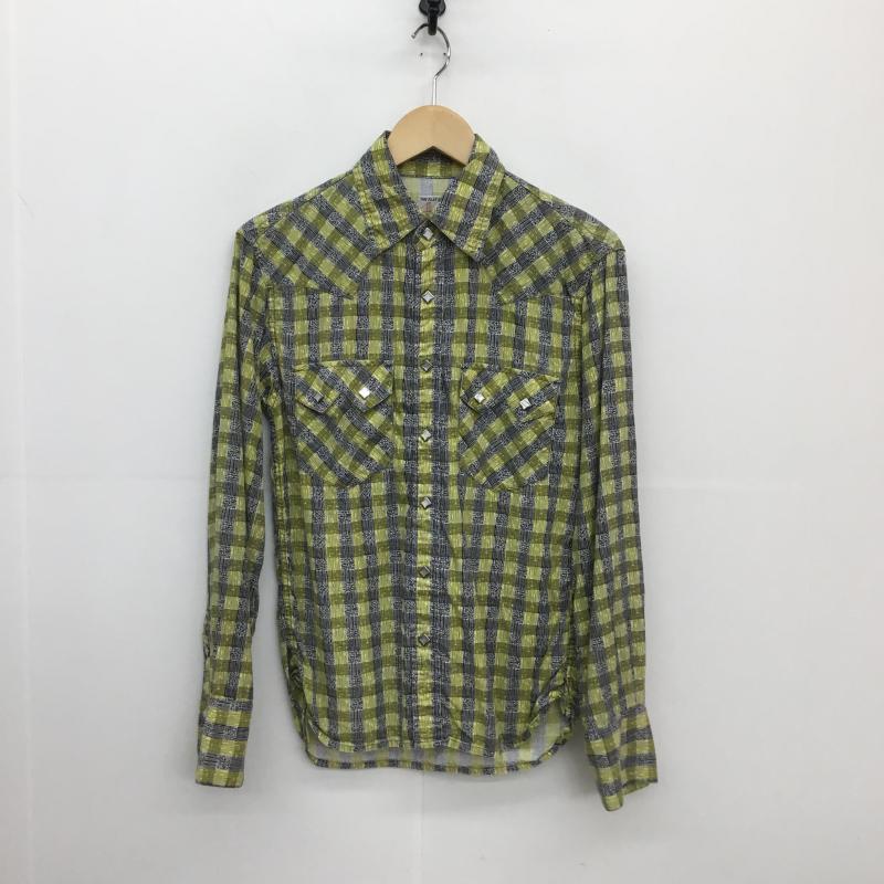 フラットヘッド The Flat Head シャツ、ブラウス 長袖 THE FLAT HEAD レーヨンウレタンチェックシャツ　CW-01W 38 チェック 黄 / イエロー / X 黒 / ブラック /  メンズ USED 古着 中古 10129219