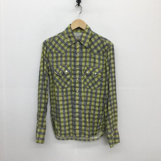 フラットヘッド The Flat Head シャツ、ブラウス 長袖 THE FLAT HEAD レーヨンウレタンチェックシャツ　CW-01W 38 チェック 黄 / イエロー / X 黒 / ブラック /  メンズ USED 古着 中古 10129219