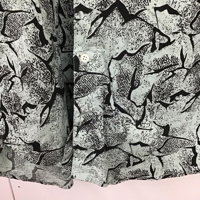 古着 USED シャツ、ブラウス 半袖 ユーロ古着 コットン 総柄 黒 / ブラック / X 水色 / ライトブルー /  メンズ USED 古着 中古 10117749