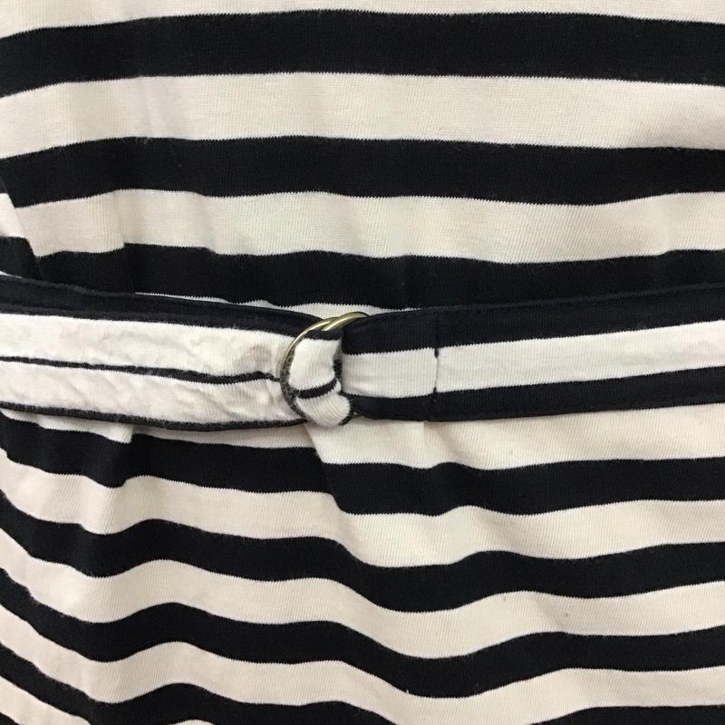 バーバリーロンドン Burberry London ワンピース ひざ丈スカート FAD84-517-10 肩ボタン ボーダー 1 ワンポイント 黒 / ブラック / X ベージュ / ベージュ /  レディース USED 古着 中古 10107401